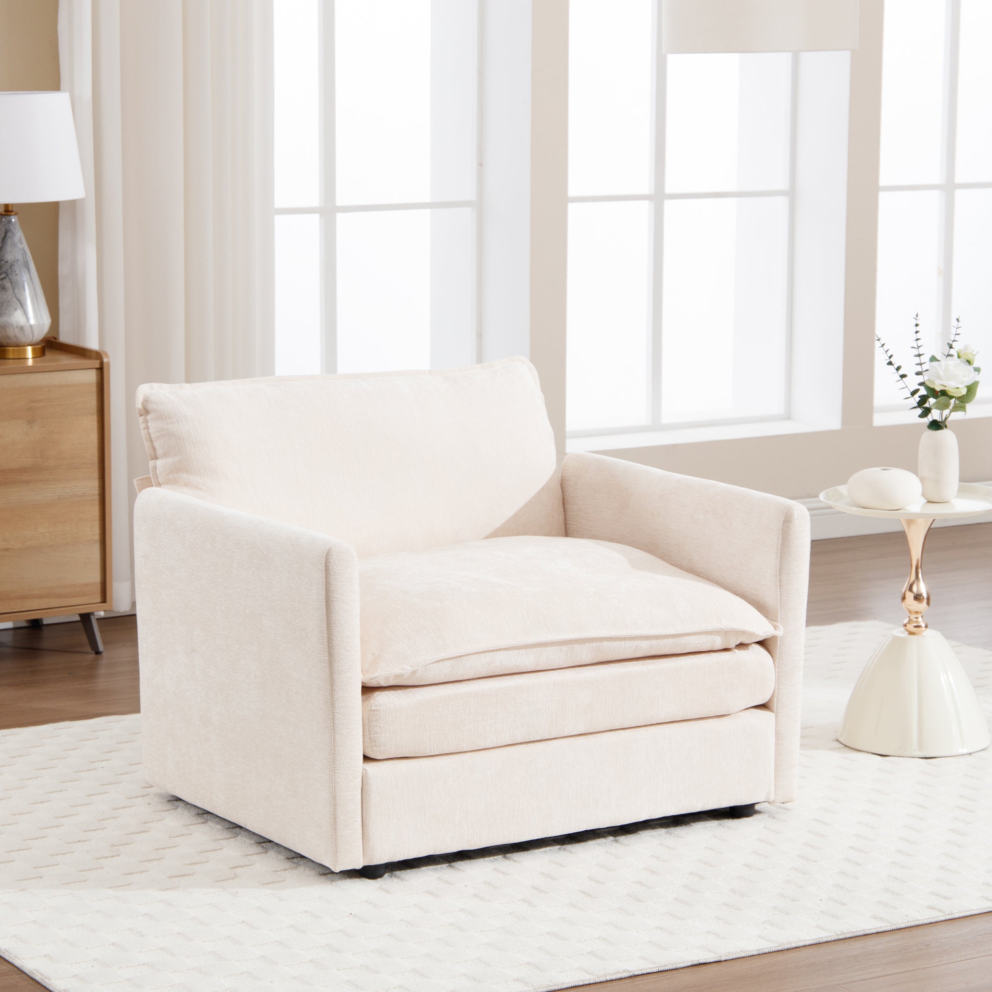 Dinosisco Oversized Cloud Accent Armchair for Living Room, Beige Chenille