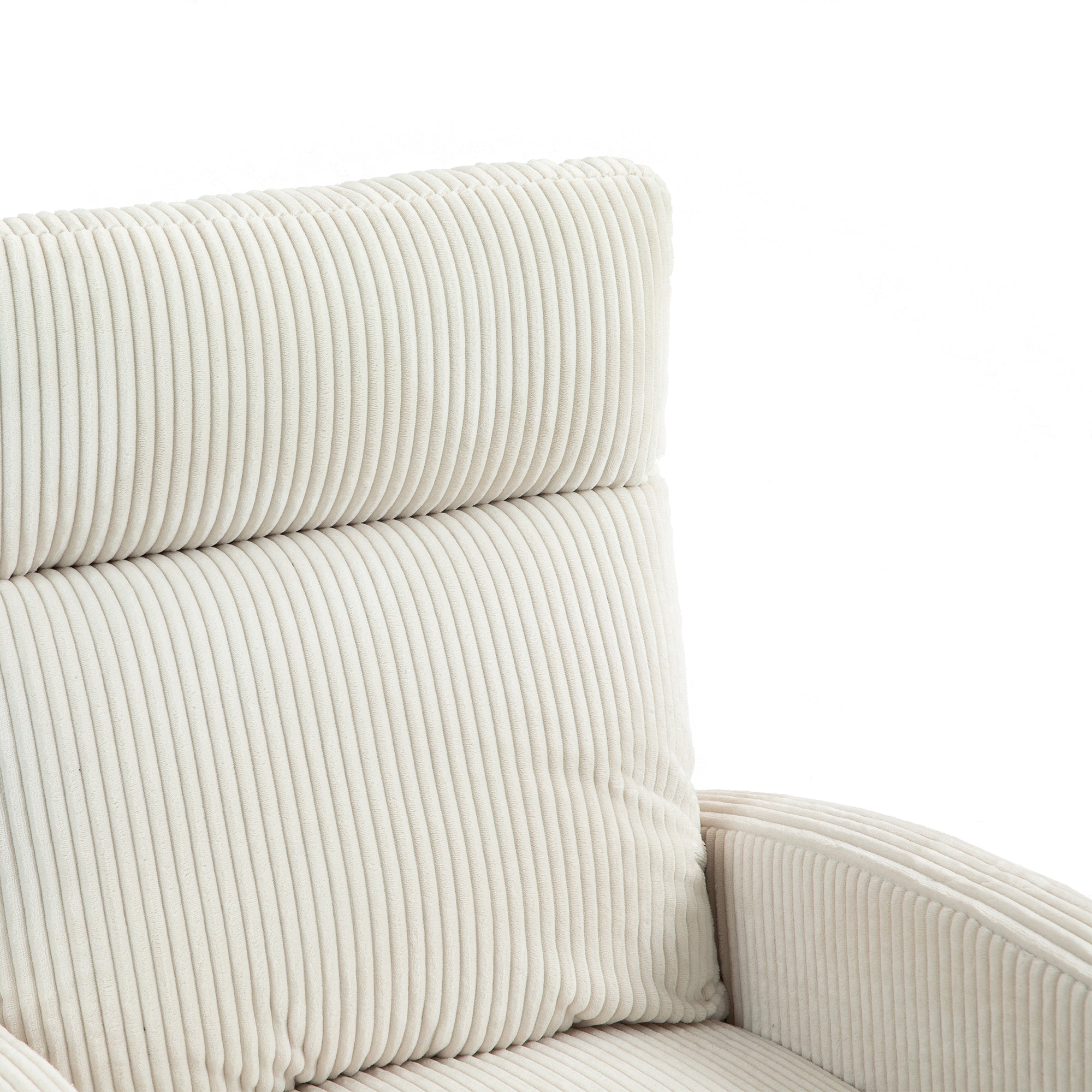 Dinosisco Swivel Glider Rocker for Nursery, Corduroy High Back Rocking Chair in Beige