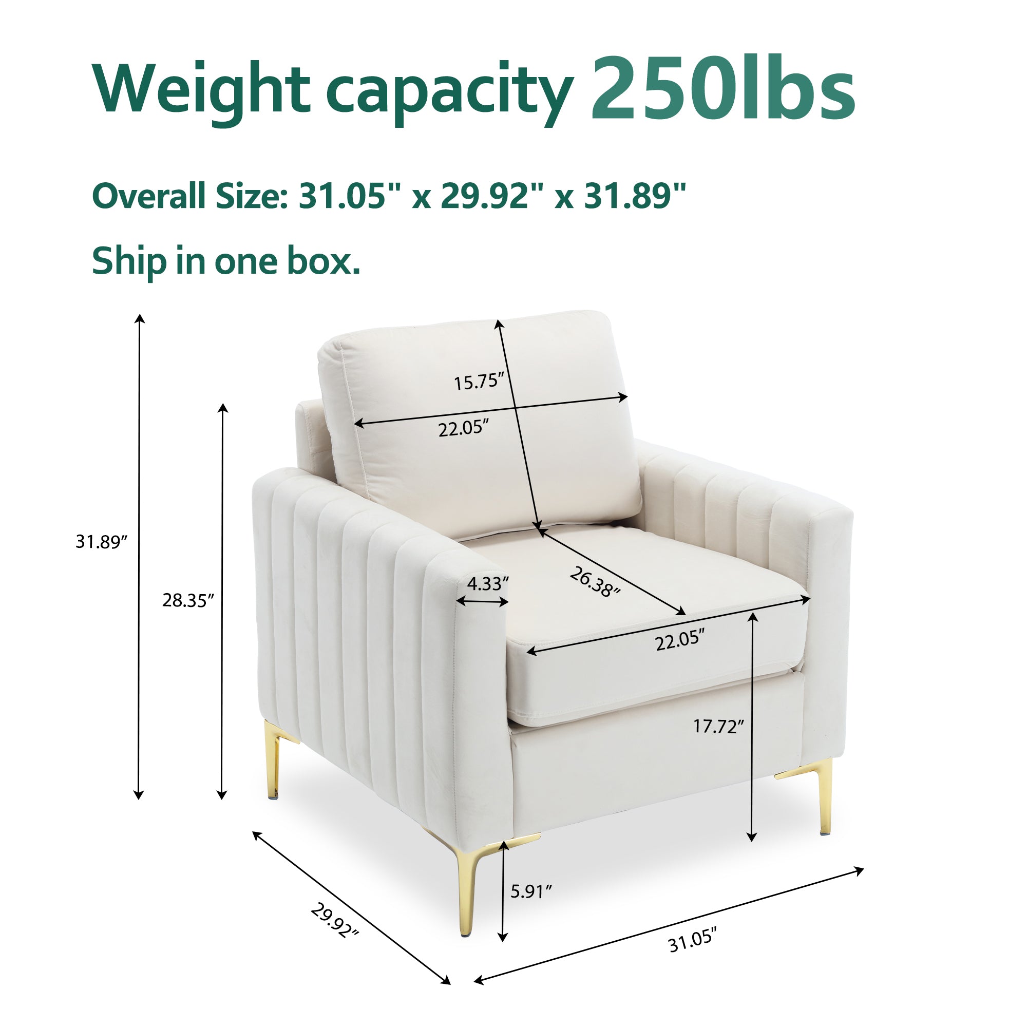 Dinosisco 2 Pieces Velvet Living Room Sets, Loveseat Sofa and 3-Seater Couch, Beige