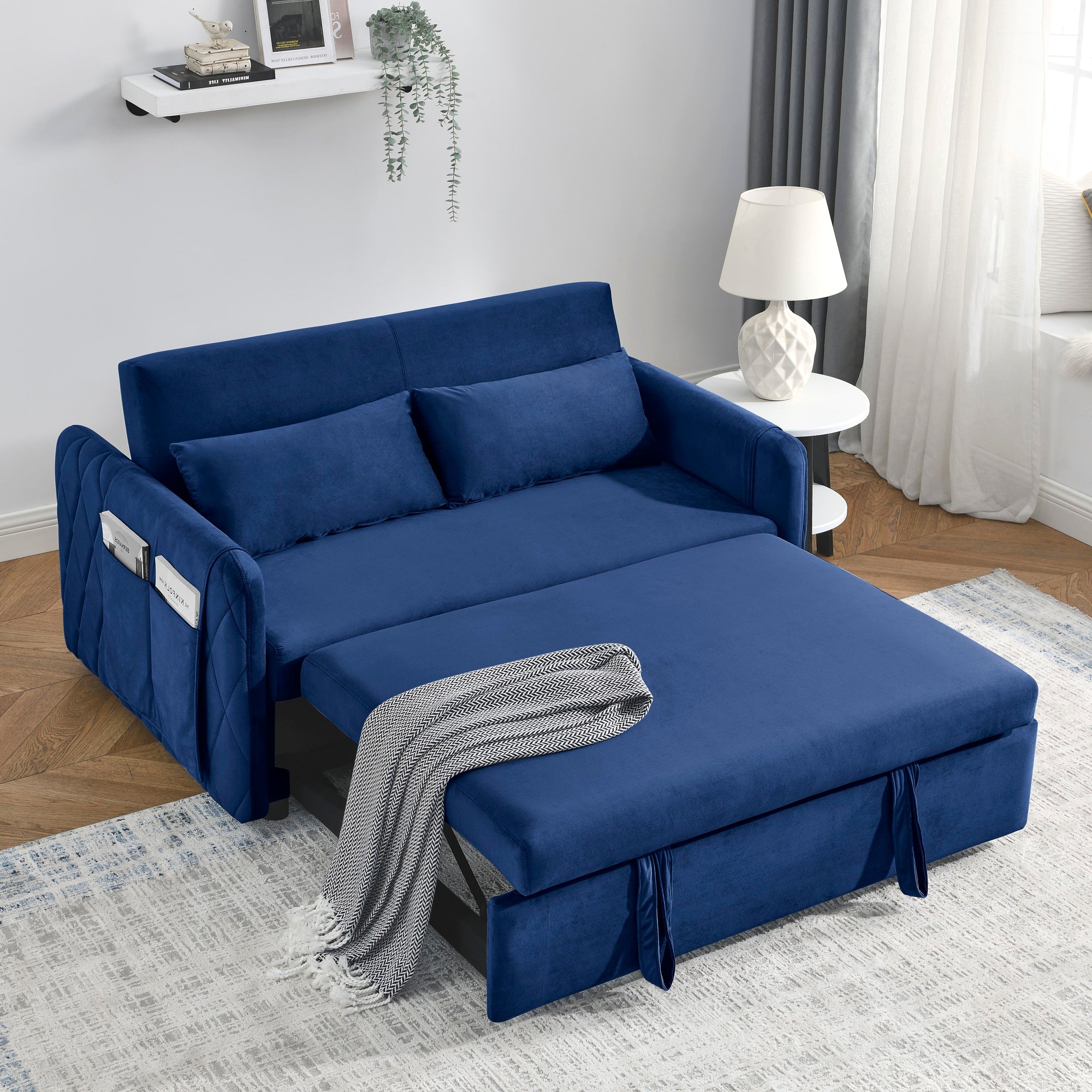 Dinosisco Convertible Loveseat Sleeper for Living Room, Modern Upholstered Futon Sofa Bed in Black