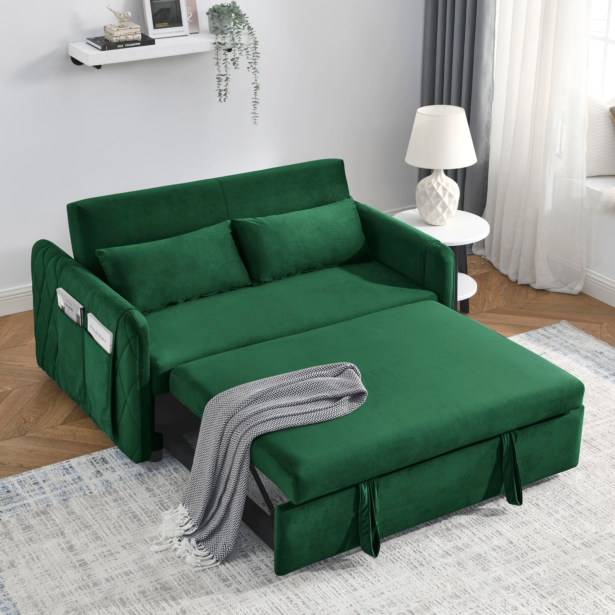 Dinosisco Convertible Loveseat Sleeper for Living Room, Modern Upholstered Futon Sofa Bed in Black