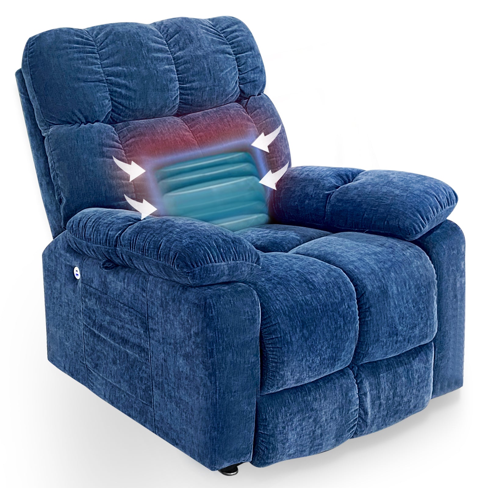 Dinosisco Power Lift Recliner Chair for Elderly, Massage and Heat,  2 Side Pockets, USB Charge Ports, Brown Fabric