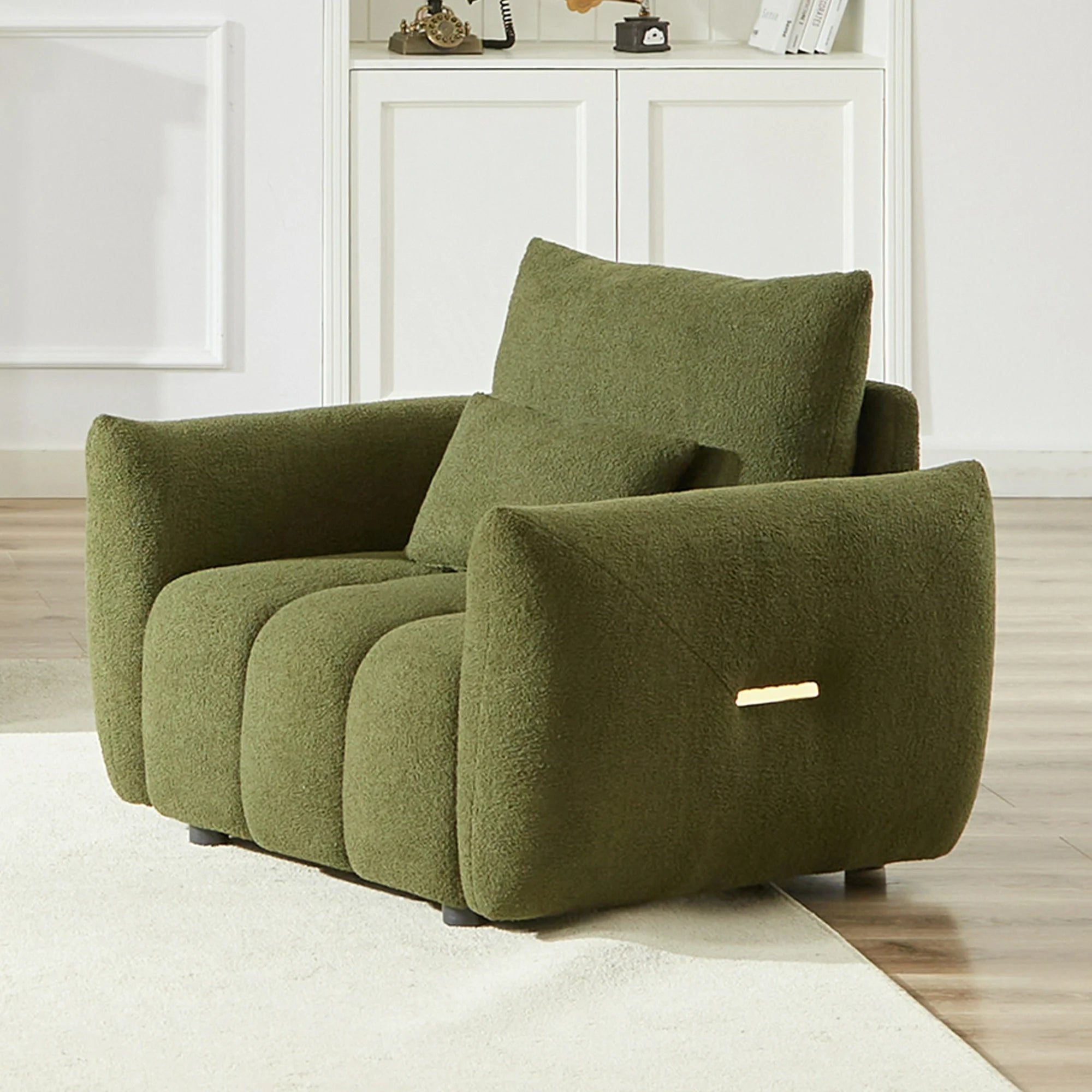 Dinosisco Pure Single Sofa Chair, 39.7" Teddy Accent Armchair for Living Room, Beige